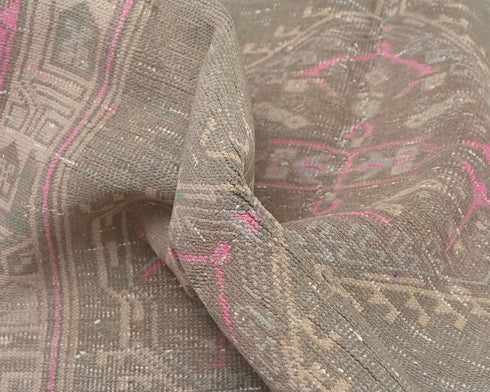 10 Ft Vintage Brown Persian Style Hand Knotted Low Pile Wool Runner Rug